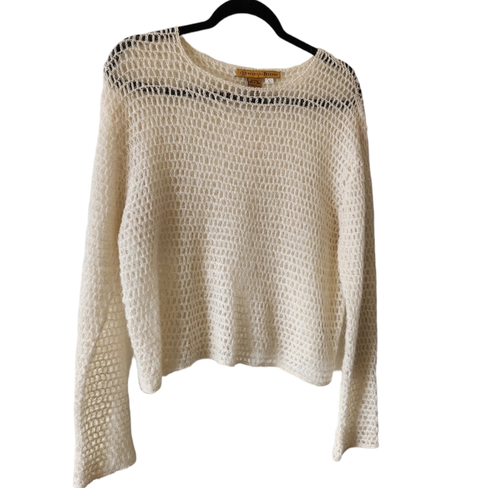 Vintage workers for freedom cream kid mohair sweater size large
